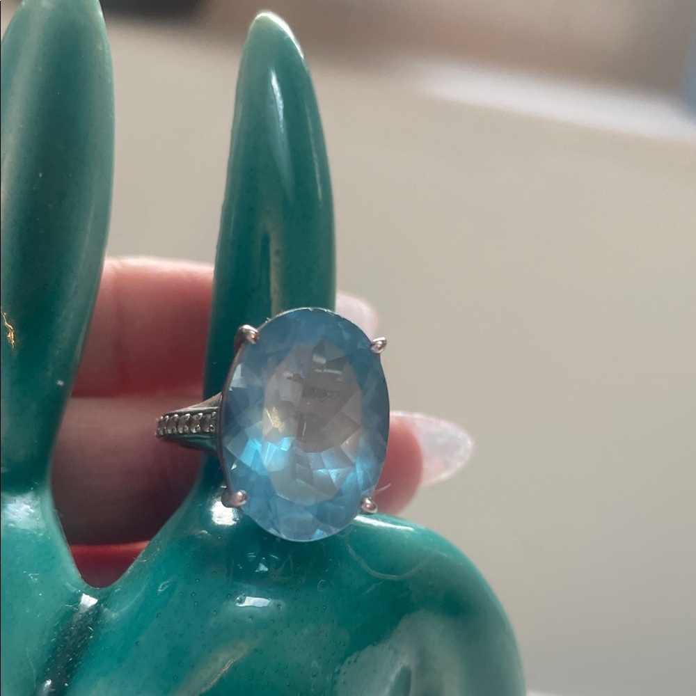 Elegant Blue topaz Gemstone Silver Ring